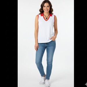 Nwt $48 IZOD White/Red Active-Wear Top Sweater XL